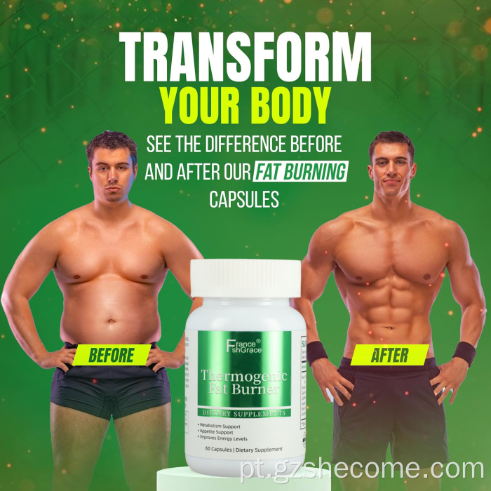 Suplementos de queimador de gordura termogênicos suportam inchaço